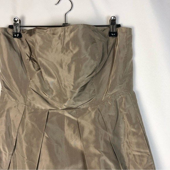 J. Crew Beige Silk A-Line Knee Length Strapless Dress 6 - Picture 3 of 3
